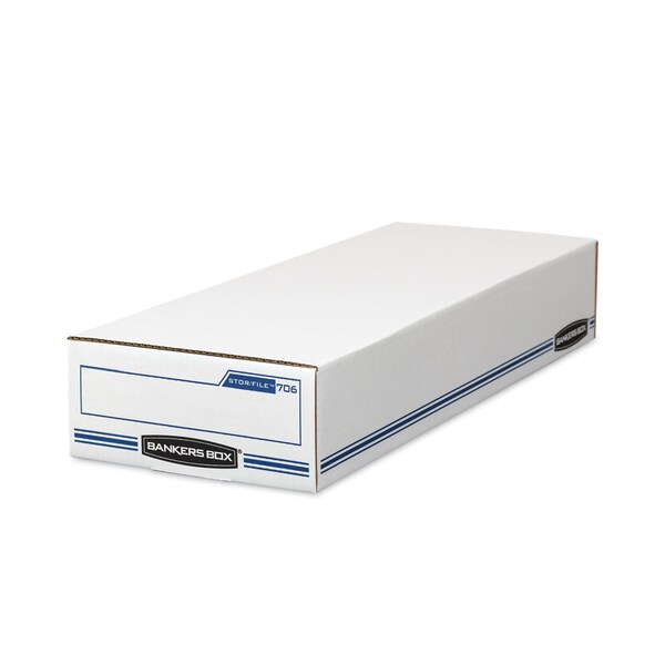 STOR/FILE(TM) Check Boxes, 9.25" W, 25" D, 4.13" H, Hinged Lid Closure, White/Blue